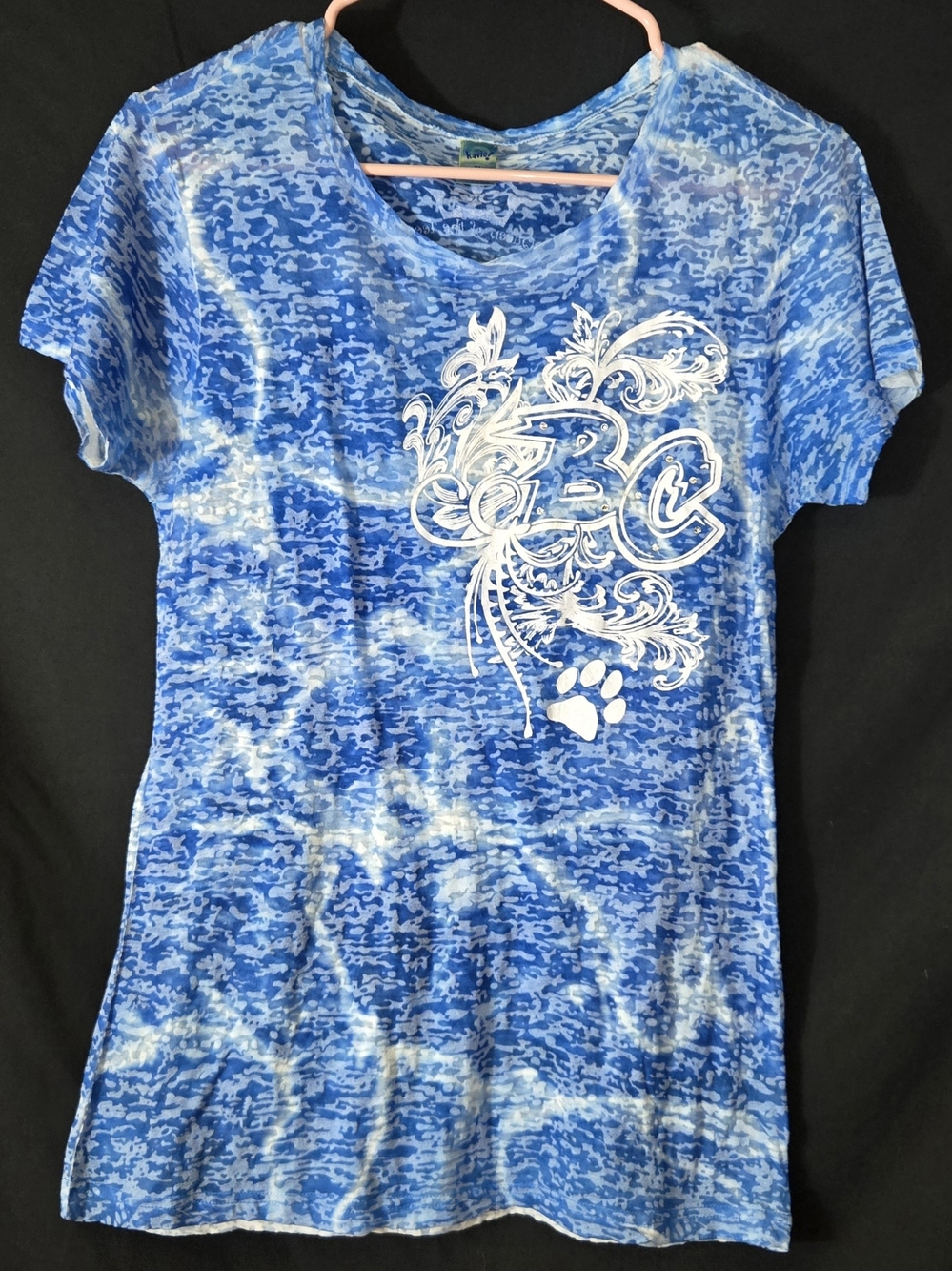 Kavio Blue Graphic Short-Sleeve Women’s Tee with Decorative Print#716